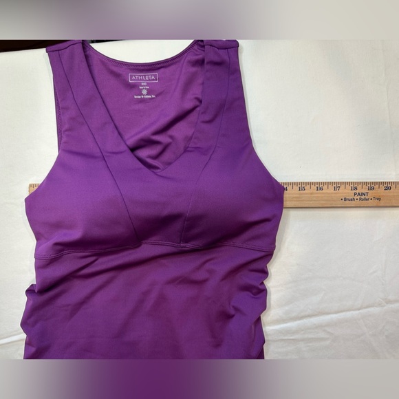 Athleta Purple Shirred V-Neck Support Tank With Built-in Bra Size 34C - Picture 5 of 8